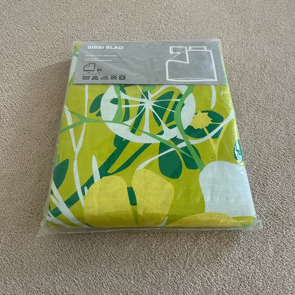 IKEA 💯 Cotton Green and Yellow Floral Duvet Set (Full/Queen)